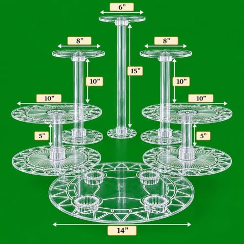 6 Tier Acrylic Wedding Cake Stand Set - Heavy Duty Round Cake and Cupcake Stand Combo for Home Decor, Wedding, alternate view