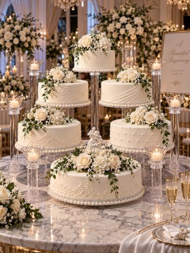 6 Tier Clear Wedding Cascade Cupcake Cake Stand (Style R600) in CLEAR