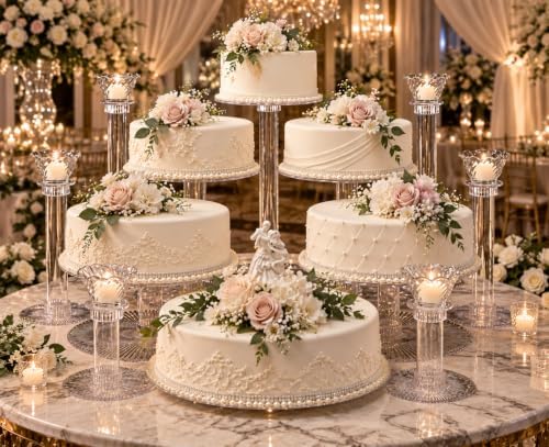 6 Tier Clear Wedding Cascade Cupcake Cake Stand (Style R600) in CLEAR, alternate view 3