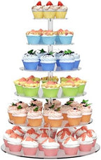6 Tier Cupcake Stand Clear Acrylic Cupcake Tower for 60 Cupcakes in clear
