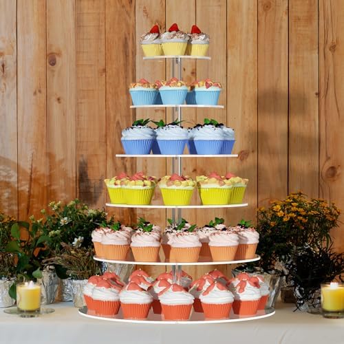 6 Tier Cupcake Stand Clear Acrylic Cupcake Tower for 60 Cupcakes in clear, alternate view 4