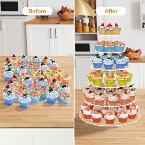 6 Tier Cupcake Stand Clear Acrylic Cupcake Tower for 60 Cupcakes in clear, alternate view 6