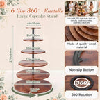 6 Tier Large Cupcake Stand for 80 Cupcake Rustic Tower Tree 360° Rotatable Cupcakes Holder Wood Dessert Table, alternate view
