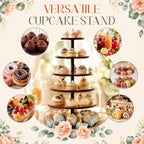 6 Tier Large Cupcake Stand for 80 Cupcake Rustic Tower Tree 360° Rotatable Cupcakes Holder Wood Dessert Table, alternate view