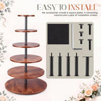 6 Tier Large Cupcake Stand for 80 Cupcake Rustic Tower Tree 360° Rotatable Cupcakes Holder Wood Dessert Table, alternate view