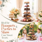 6 Tier Large Cupcake Stand for 80 Cupcake Rustic Tower Tree 360° Rotatable Cupcakes Holder Wood Dessert Table, alternate view