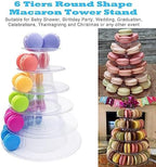 6 Tiers Round Macaron Tower Stand Plastic Cake Stand Macaron Display Rack in Transparent, alternate view 3