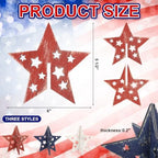 6" Vintage Red Blue White Patriotic 3D Stars, 4th of July Decorations Set, alternate view 3