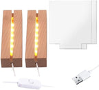 6" Warm Light Wood LED Light Base with Acrylic Sheet for Home Decor Art