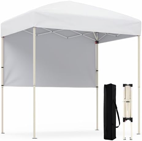 6 x 4 FT Pop Up Canopy, UPF50+ Easy Setup Tent w/ 1 Half Sidewall, Silver-Coated Top, Foldable Outdoor Gazebo