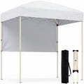 6 x 4 FT Pop Up Canopy, UPF50+ Easy Setup Tent w/ 1 Half Sidewall, Silver-Coated Top, Foldable Outdoor Gazebo