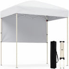 6 x 4 FT Pop Up Canopy, UPF50+ Easy Setup Tent w/ 1 Half Sidewall, Silver-Coated Top, Foldable Outdoor Gazebo