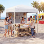 6 x 4 FT Pop Up Canopy, UPF50+ Easy Setup Tent w/ 1 Half Sidewall, Silver-Coated Top, Foldable Outdoor Gazebo, alternate view