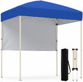 6 x 4 FT Pop Up Canopy, UPF50+ Easy Setup Tent w/ 1 Half Sidewall, Silver-Coated Top, Foldable Outdoor Gazebo
