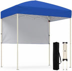 6 x 4 FT Pop Up Canopy, UPF50+ Easy Setup Tent w/ 1 Half Sidewall, Silver-Coated Top, Foldable Outdoor Gazebo
