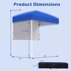 6 x 4 FT Pop Up Canopy, UPF50+ Easy Setup Tent w/ 1 Half Sidewall, Silver-Coated Top, Foldable Outdoor Gazebo, alternate view