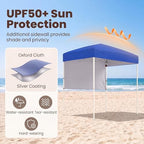 6 x 4 FT Pop Up Canopy, UPF50+ Easy Setup Tent w/ 1 Half Sidewall, Silver-Coated Top, Foldable Outdoor Gazebo, alternate view