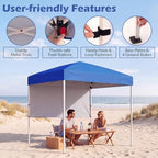 6 x 4 FT Pop Up Canopy, UPF50+ Easy Setup Tent w/ 1 Half Sidewall, Silver-Coated Top, Foldable Outdoor Gazebo, alternate view