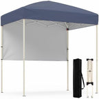6 x 4 FT Pop Up Canopy, UPF50+ Easy Setup Tent w/ 1 Half Sidewall, Silver-Coated Top, Foldable Outdoor Gazebo