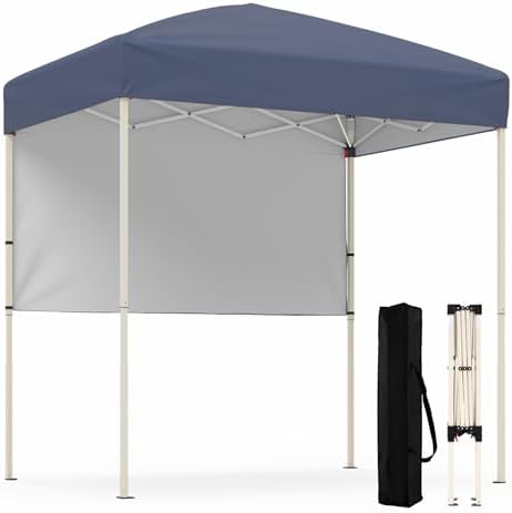 6 x 4 FT Pop Up Canopy, UPF50+ Easy Setup Tent w/ 1 Half Sidewall, Silver-Coated Top, Foldable Outdoor Gazebo