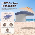 6 x 4 FT Pop Up Canopy, UPF50+ Easy Setup Tent w/ 1 Half Sidewall, Silver-Coated Top, Foldable Outdoor Gazebo, alternate view