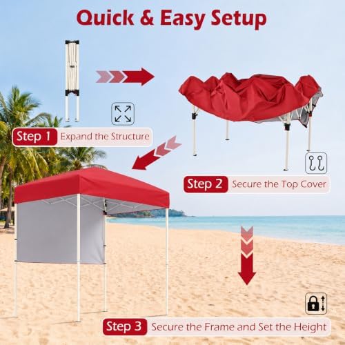 6 x 4 FT Pop Up Easy Setup Canopy Tent (Red) in 6 x 4 FT in Red, alternate view 6