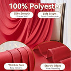 60×14ft Wrinkle Free Red Backdrop Curtain, Soft Silky Easy to Drape Wedding Drapes for Backdrop, 12 Panels, alternate view 2