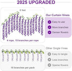 60 Branches Wisteria Hanging Flowers, Artificial Purple Wisteria Flowers Garland for Wedding Arch Ceremony Party, alternate