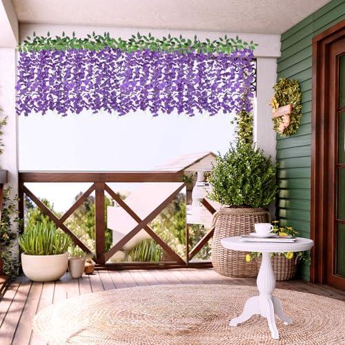 60 Branches Wisteria Hanging Flowers, Artificial Purple Wisteria Flowers Garland for Wedding Arch Ceremony Party, alternate