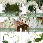 60 Branches Wisteria Hanging Flowers, Artificial White Wisteria Flowers Garland for Wedding Arch Ceremony Party, alternate