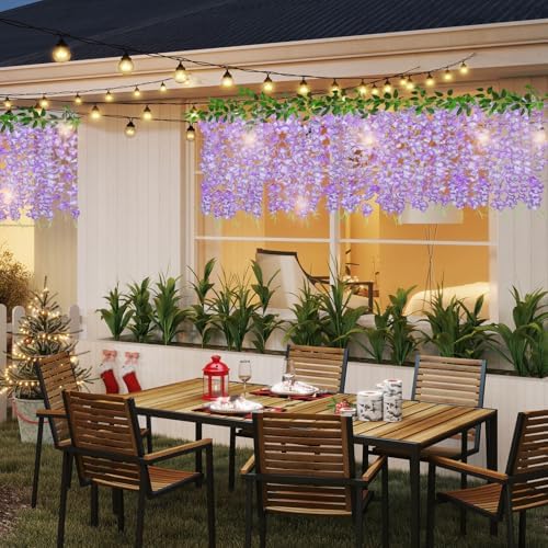 60 Branches Wisteria Hanging Flowers, Artificial Wisteria Flowers Garland for Wedding Arch Ceremony Party Garden, alternate
