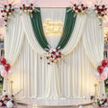 60 ft x 10 ft Wrinkle Free Ivory Backdrop Curtain for Parties, 12 Panels 10ft Polyester Ivory Photo Backdrop