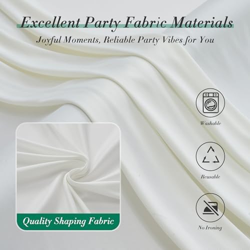 60 ft x 10 ft Wrinkle Free Ivory Backdrop Curtain for Parties, 12 Panels 10ft Polyester Ivory Photo Backdrop, alternate view
