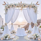 60 ft x 10 ft Wrinkle Free White Backdrop Curtain for Parties, 12 Panels 10ft Polyester White Photo Backdrop, alternate view
