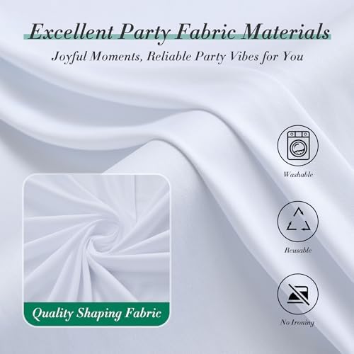 60 ft x 10 ft Wrinkle Free White Backdrop Curtain for Parties, 12 Panels 10ft Polyester White Photo Backdrop, alternate view