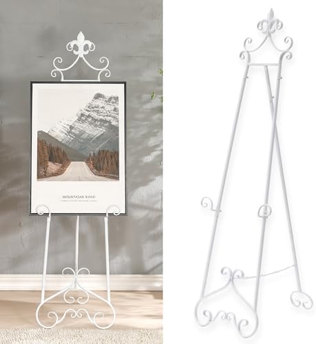 60” H White Easel Stand for Sign Metal Adjustable