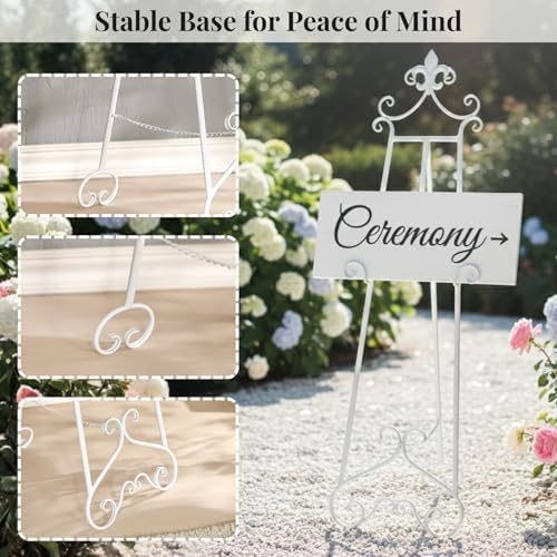 60” H White Easel Stand for Sign Metal Adjustable, alternate view 4