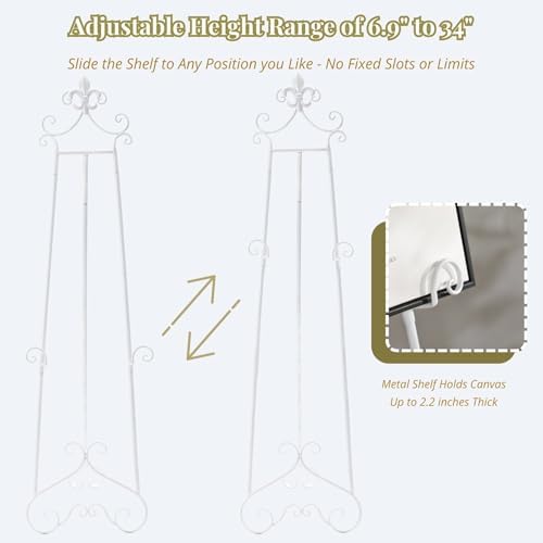 60” H White Easel Stand for Sign Metal Adjustable, alternate view 5