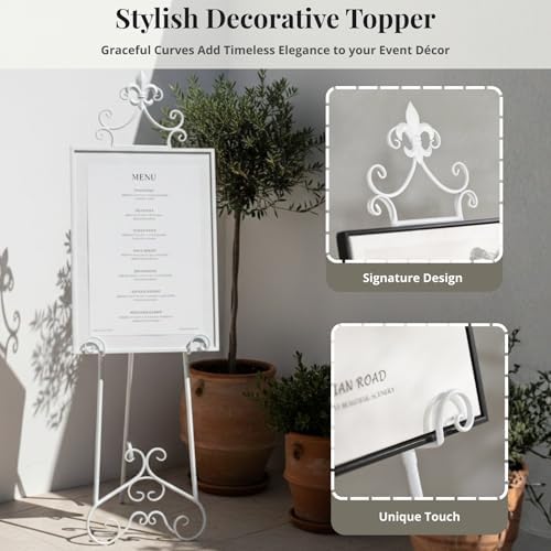 60” H White Easel Stand for Sign Metal Adjustable, alternate view 6