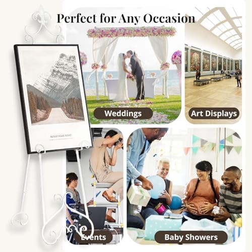 60” H White Easel Stand for Sign Metal Adjustable, alternate view 7