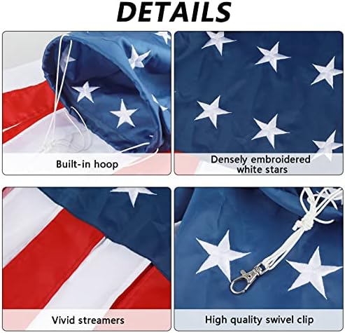 60 Inch American Flag Windsock Patriotic Wind Socks for Outside Heavy Duty, alternate view 3