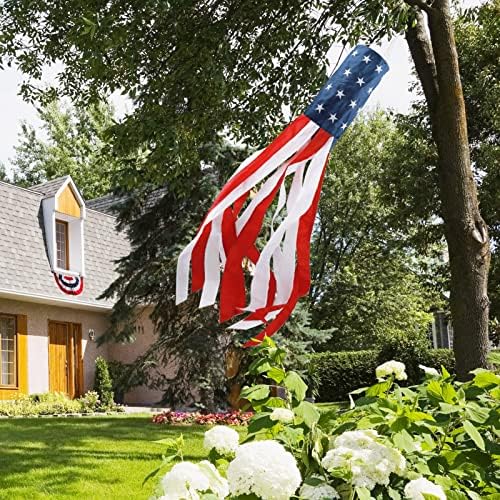 60 Inch American Flag Windsock Patriotic Wind Socks for Outside Heavy Duty, alternate view 4
