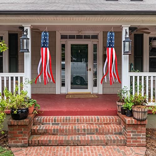60 Inch American Flag Windsock Patriotic Wind Socks for Outside Heavy Duty, alternate view 6