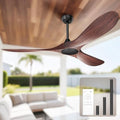 60 Inch Ceiling Fan Without Lights, Walnut Finish | Outdoor Ceiling Fan with Remote, 6-Speed Adjustable