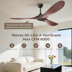 60 Inch Ceiling Fan Without Lights, Walnut Finish | Outdoor Ceiling Fan with Remote, 6-Speed Adjustable, alternate view 3