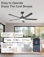 60'' Industrial Ceiling Fan with Light for Patio, Porch, Black in Black, alternate view 5