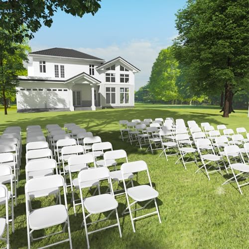 60 Pack White Folding Chairs for School Events Wedding Party Picnic, alternate view 4