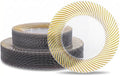 60 Pcs Clear Plastic Plates, Clear Plates Disposable Heavy Duty, Disposable Plates with Gold Trim Include 30Pcs