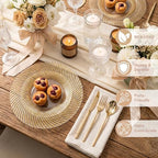60 Pcs Clear Plastic Plates, Clear Plates Disposable Heavy Duty, Disposable Plates with Gold Trim Include 30Pcs, alternate