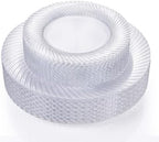 60 Pcs Clear Plastic Plates, Clear Plates Disposable Heavy Duty, Disposable Plates Include 30Pcs Dinner Plates